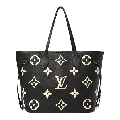 Louis Vuitton Empreinte Monogram Giant Neverfull MM Black Beige 1 of 11