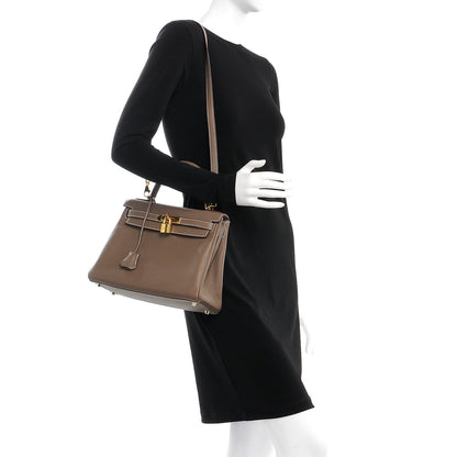 Hermes Taurillon Clemence Kelly Retourne 28 Etoupe 2 of 37