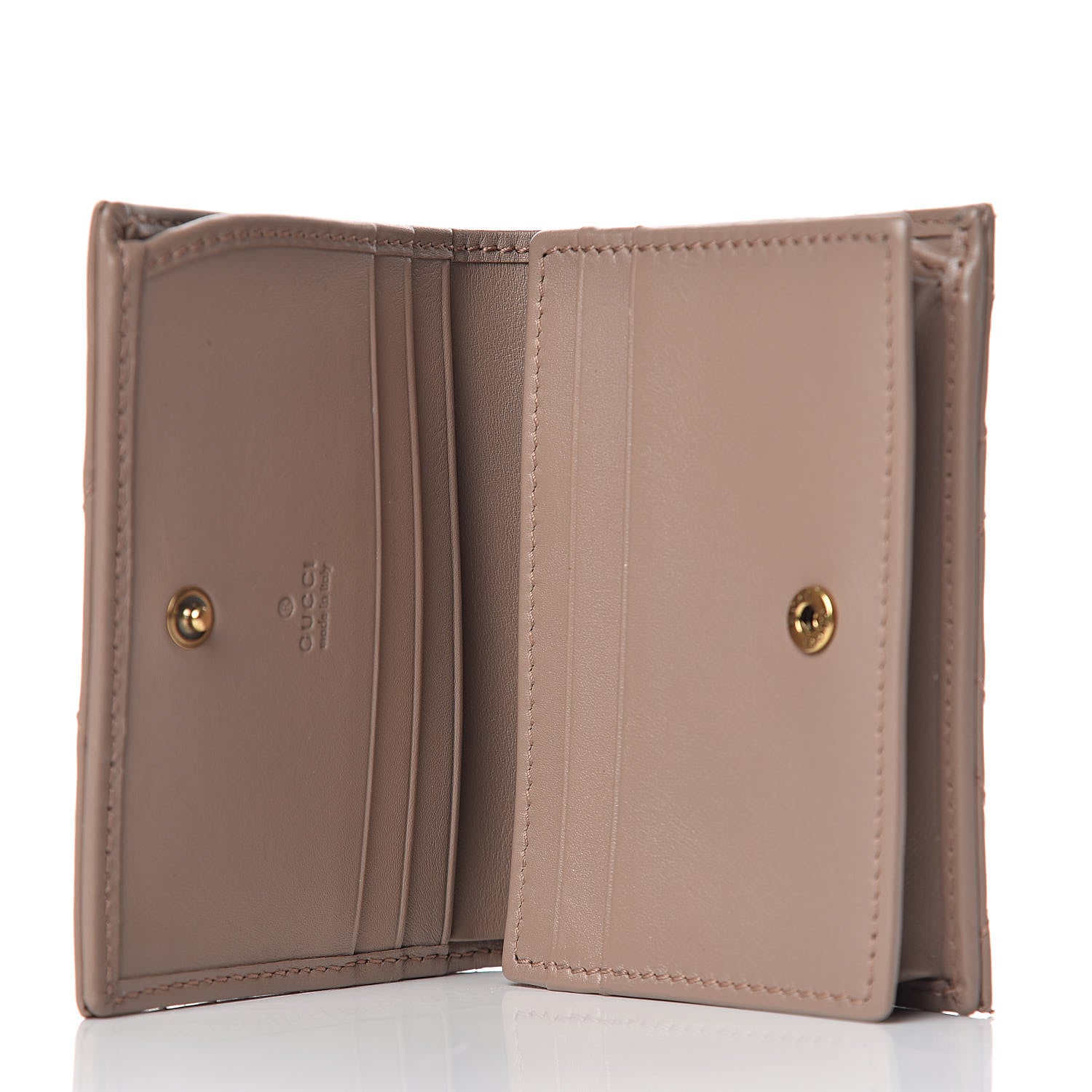 Gucci Calfskin Matelasse GG Marmont Card Case Wallet Porcelain Rose 5 of 11