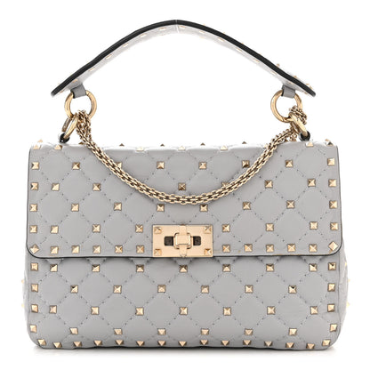 Valentino Garavani Lambskin Medium Rockstud Spike Shoulder Bag Pastel Grey 1 of 9