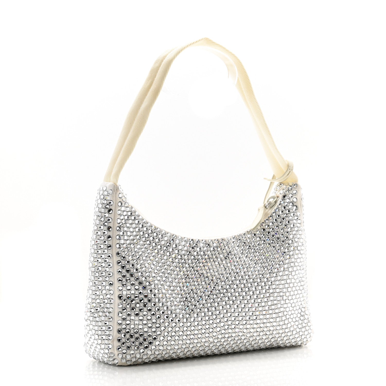Prada Satin Crystal Mini Re-Edition 2000 Bag White 3 of 12