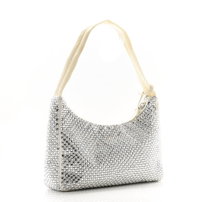 Prada Satin Crystal Mini Re-Edition 2000 Bag White 3 of 12