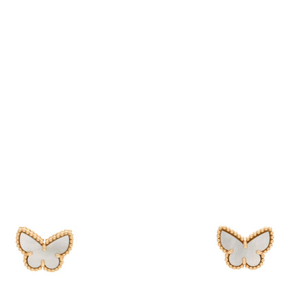 Van Cleef & Arpels 18K Yellow Gold Mother of Pearl Sweet Alhambra Butterfly Earrings 1 of 5