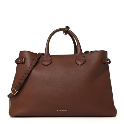 Burberry Grainy Calfskin House Check Large Banner Tote Tan 1 of 11