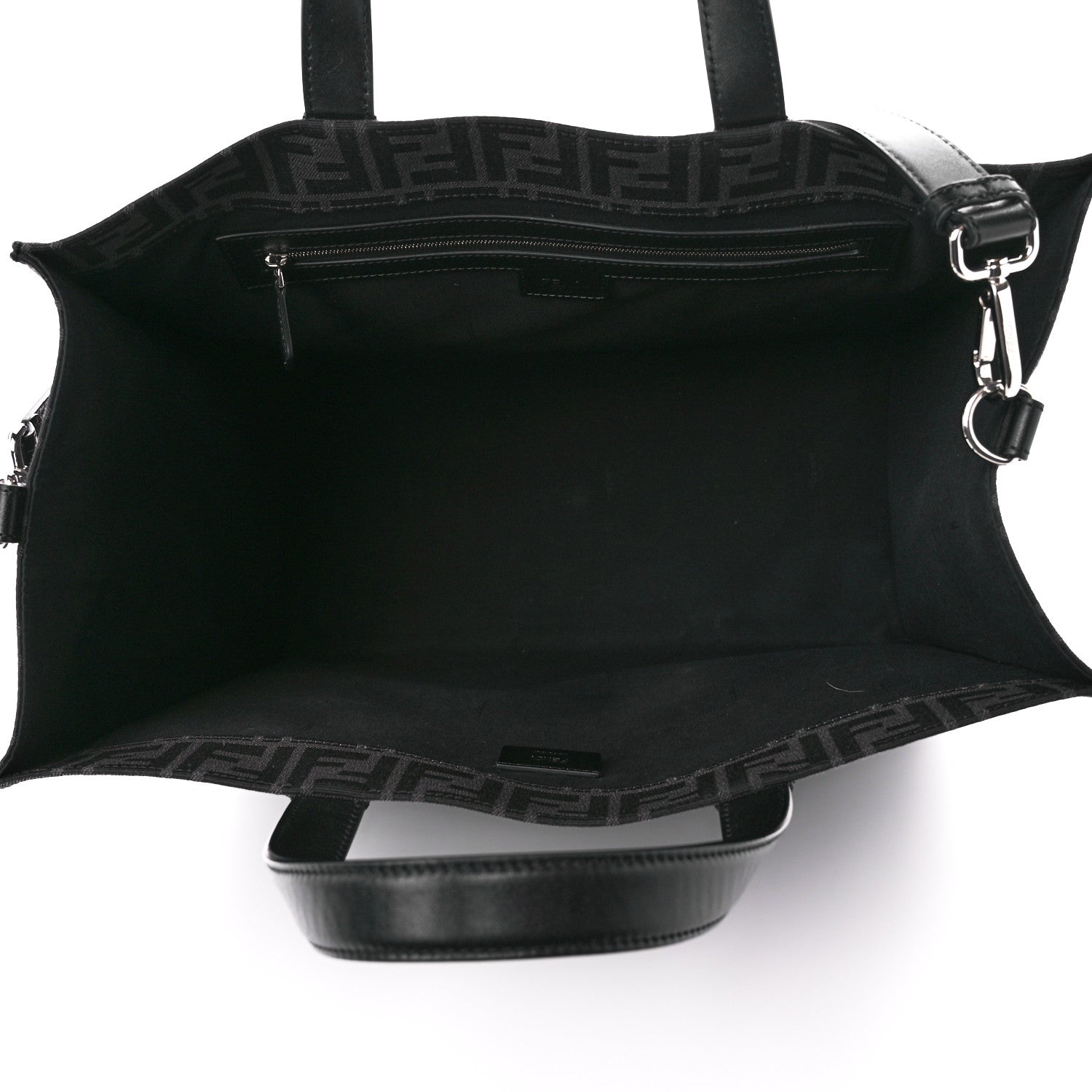 Fendi Recycled Fabric Jacquard Vitello Astro FF 1974 Shopping Tote Asfalto Black 5 of 10