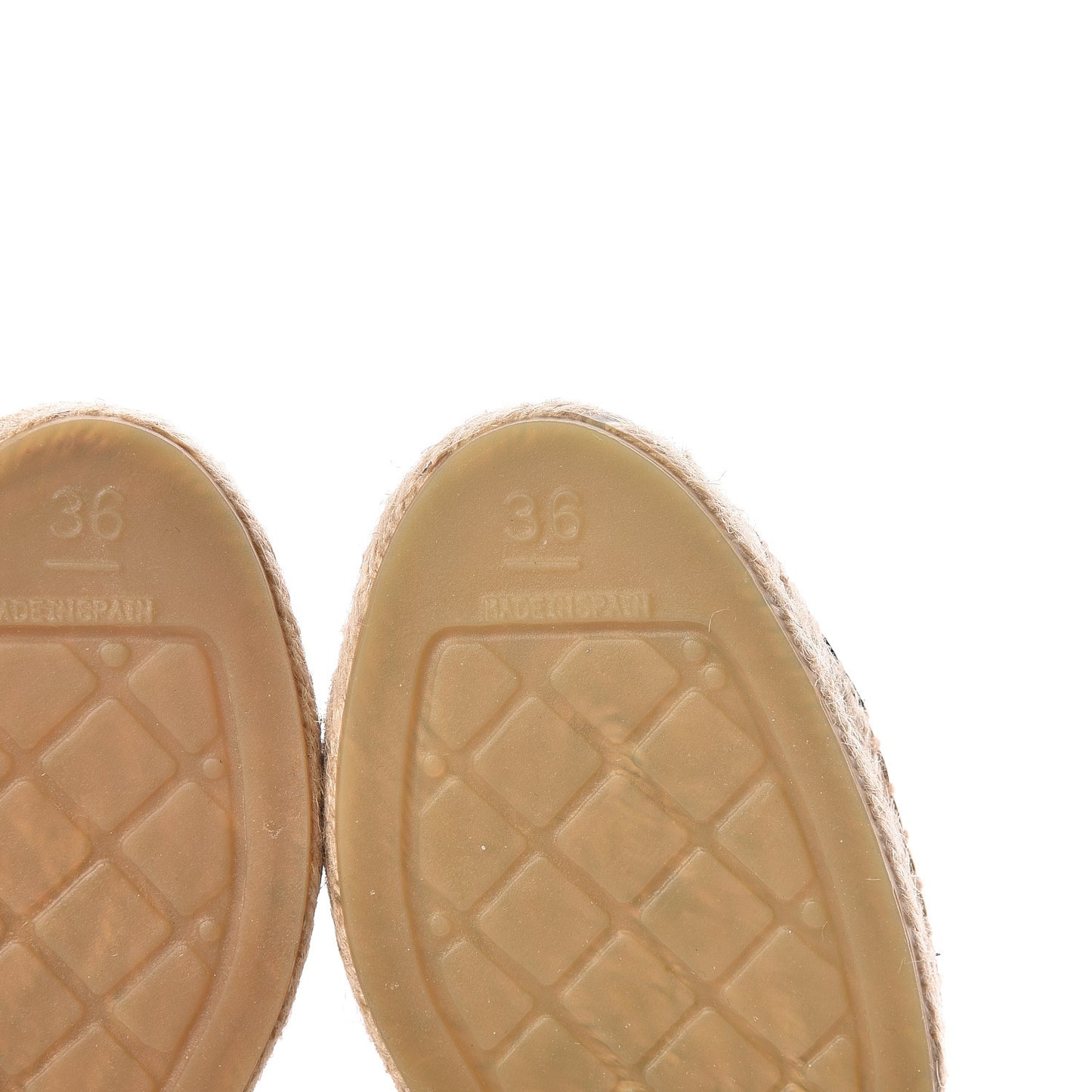 Laminated Lambskin Grosgrain CC Espadrilles 36 Gold Black