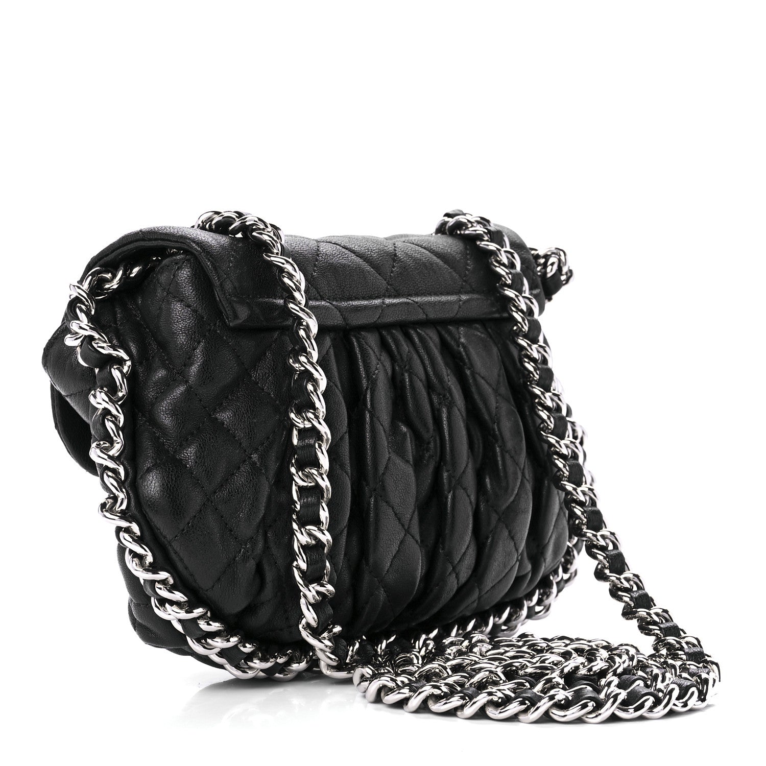 Chanel Washed Lambskin Quilted Mini Chain Around Flap Black 3 of 12