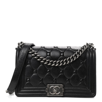 Chanel Goatskin Chesterfield Quilted Medium Celtic Boy Flap Black 1 of 9