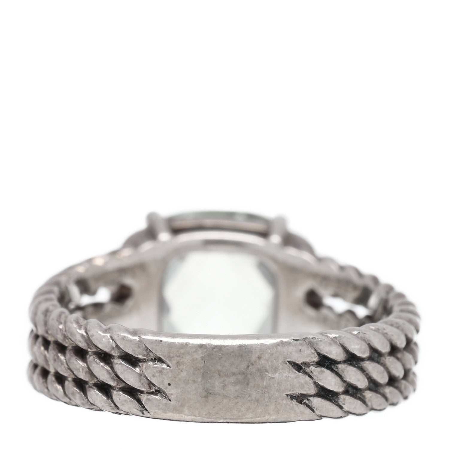 David Yurman Sterling Silver Diamond Prasiolite 10mm Petite Wheaton Ring 52 6 3 of 4