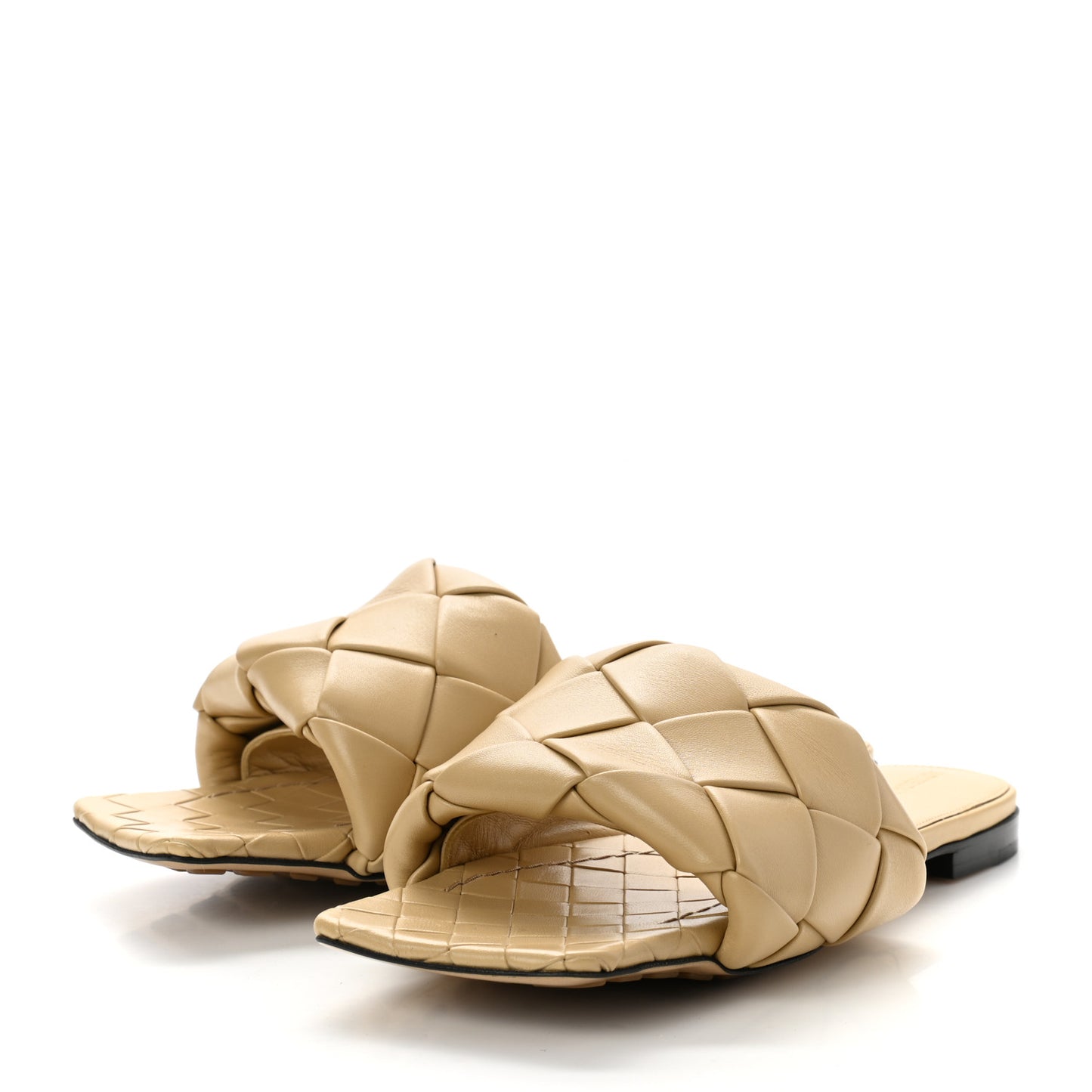 Nappa Maxi Intrecciato Lido Flat Sandals 39 Cane Sugar