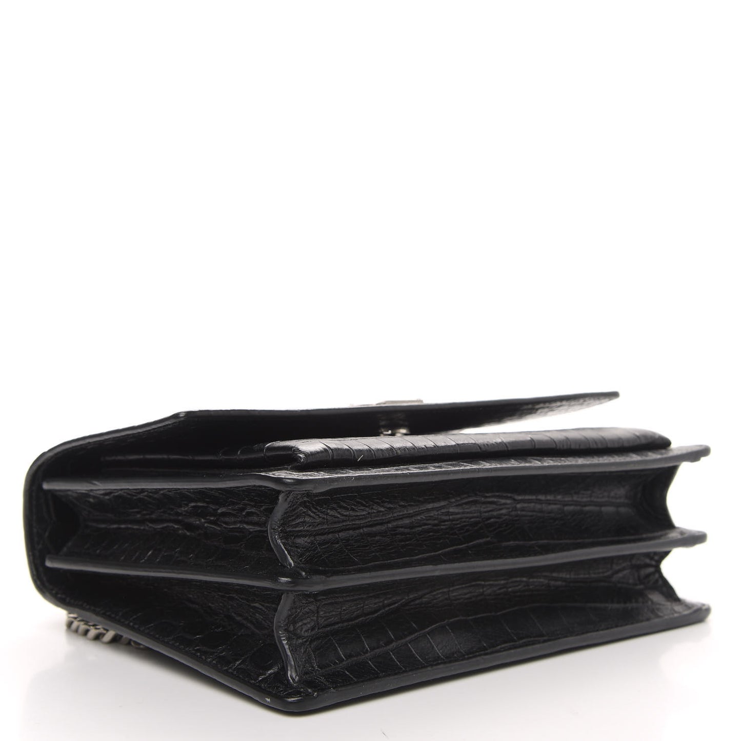 Calfskin Crocodile Embossed Medium Monogram Sunset Black