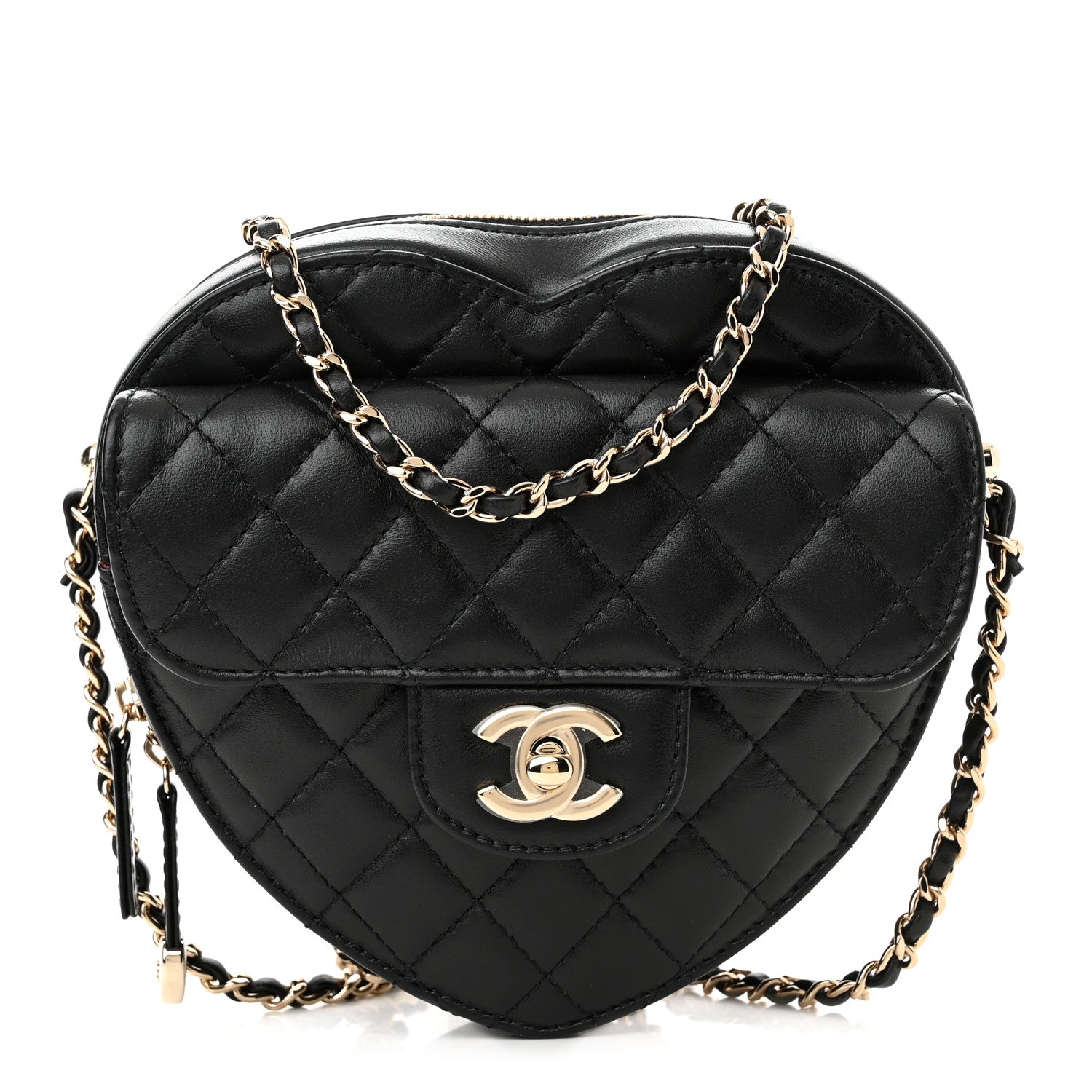 Chanel Lambskin Quilted CC In Love Heart Bag Black 1 of 10
