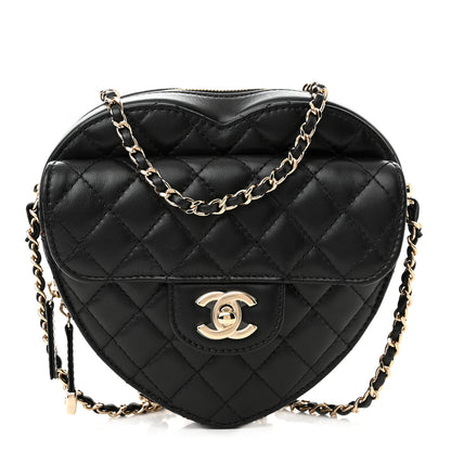 Chanel Lambskin Quilted CC In Love Heart Bag Black 1 of 10