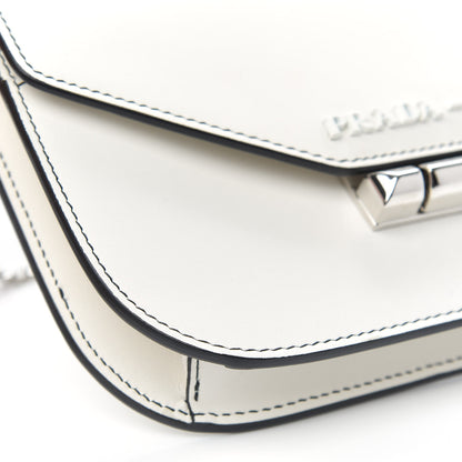 Prada Spazzolato Sybille Monochrome Crossbody Bag White Black 7 of 9