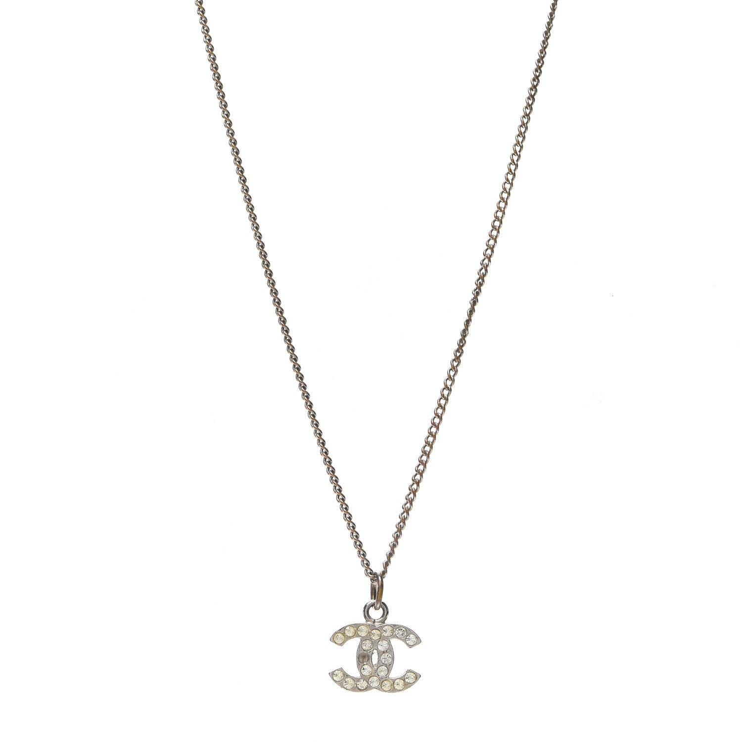 Chanel Crystal CC Necklace Silver 1 of 3