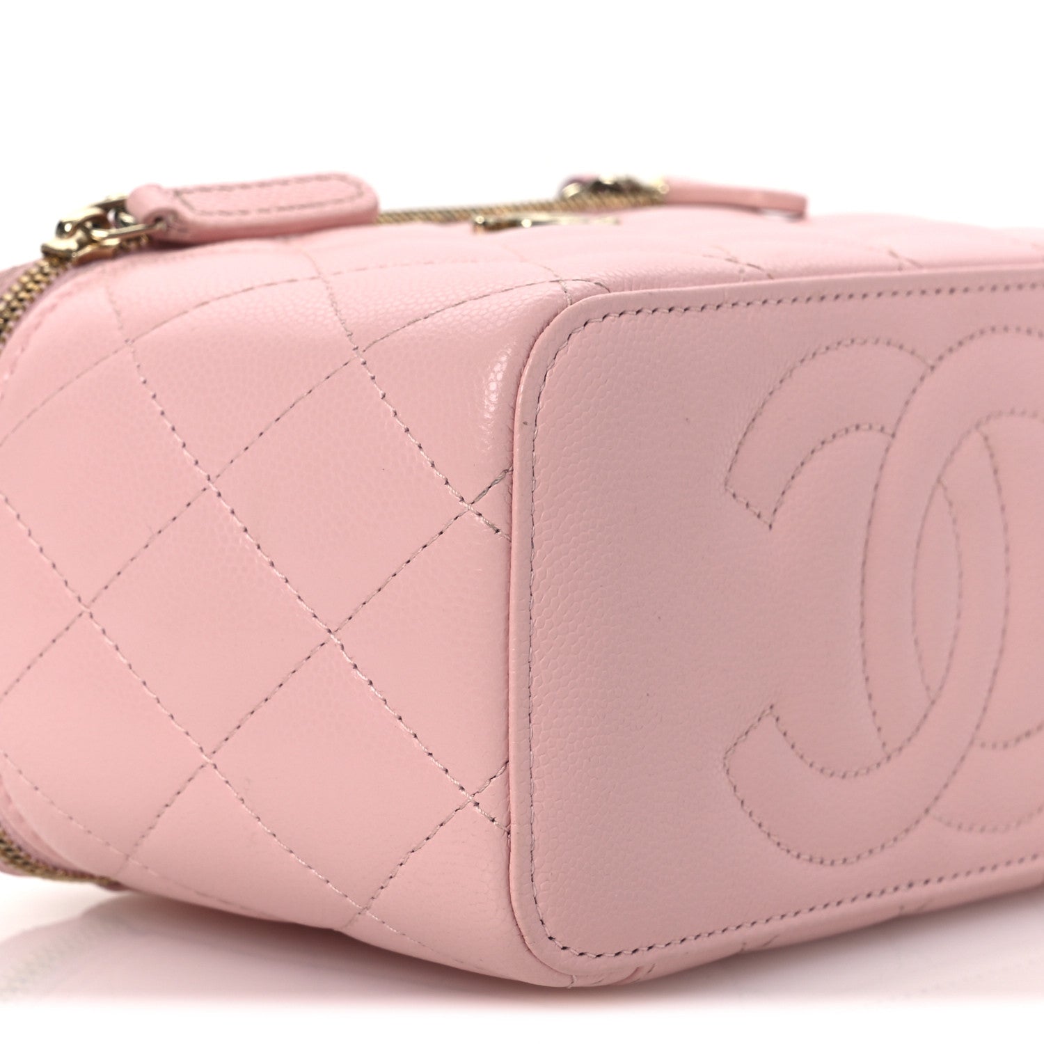 Chanel Caviar Quilted  Vanity Case With Chain Pink 9 of 14
