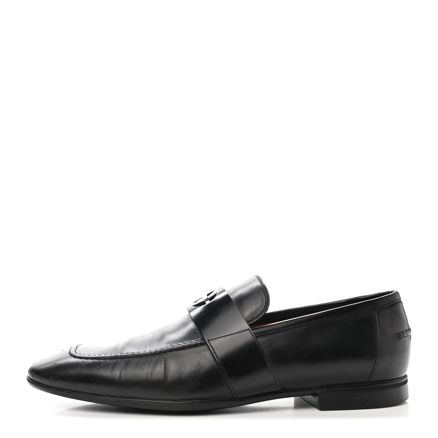 Gucci Calfskin Interlocking G Mens Loafers 9.5 Black 1 of 8