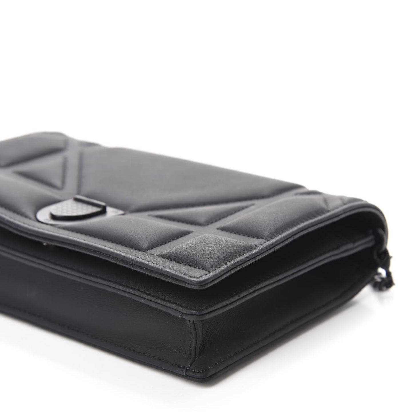 Ultra Matte Calfskin Diorama Wallet on Chain Pouch Black