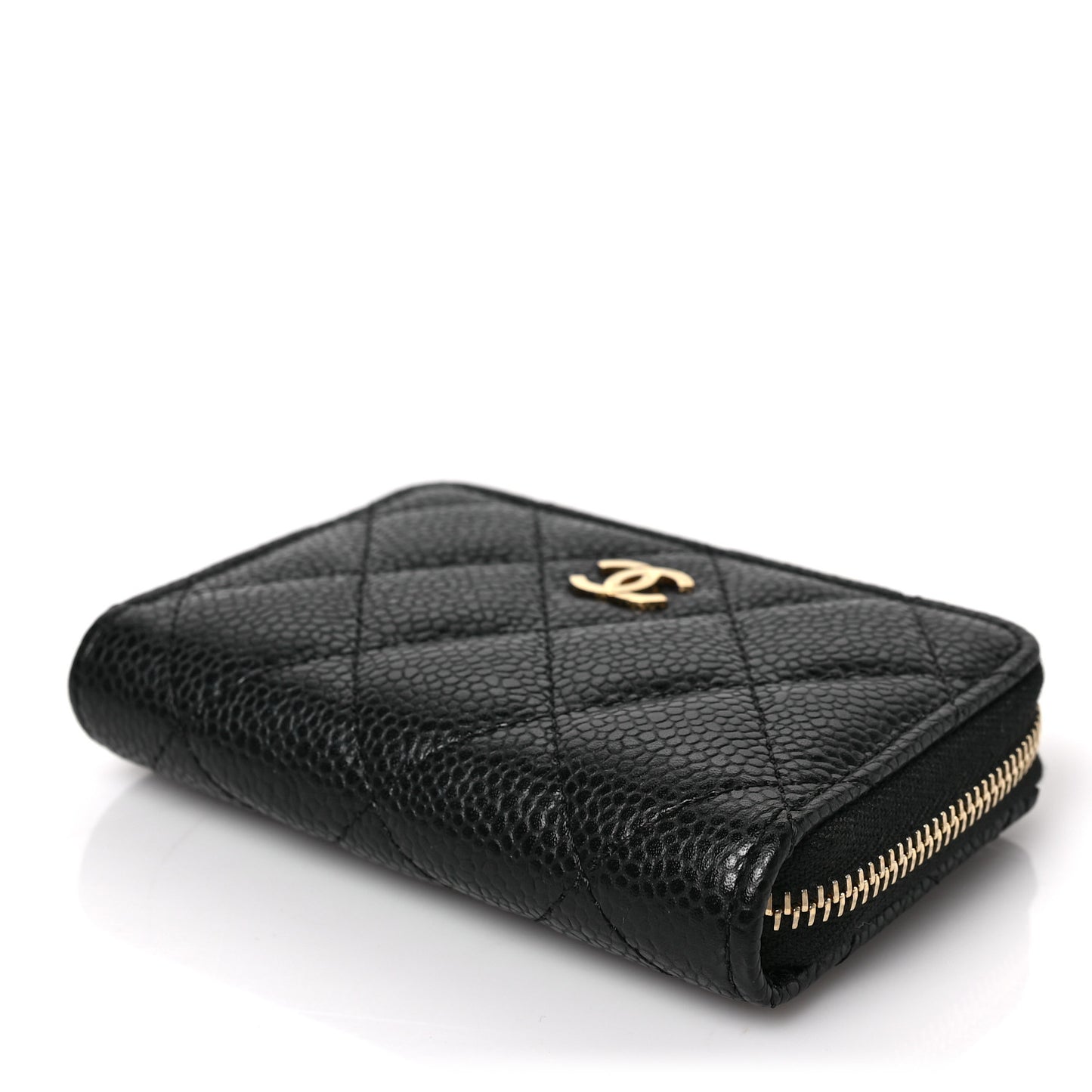 Caviar Quilted Zip Coin Purse Black