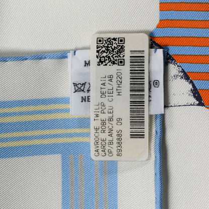 Hermes Silk Garde-Robe Pop Detail Scarf 45 White Bleu Ciel 3 of 4