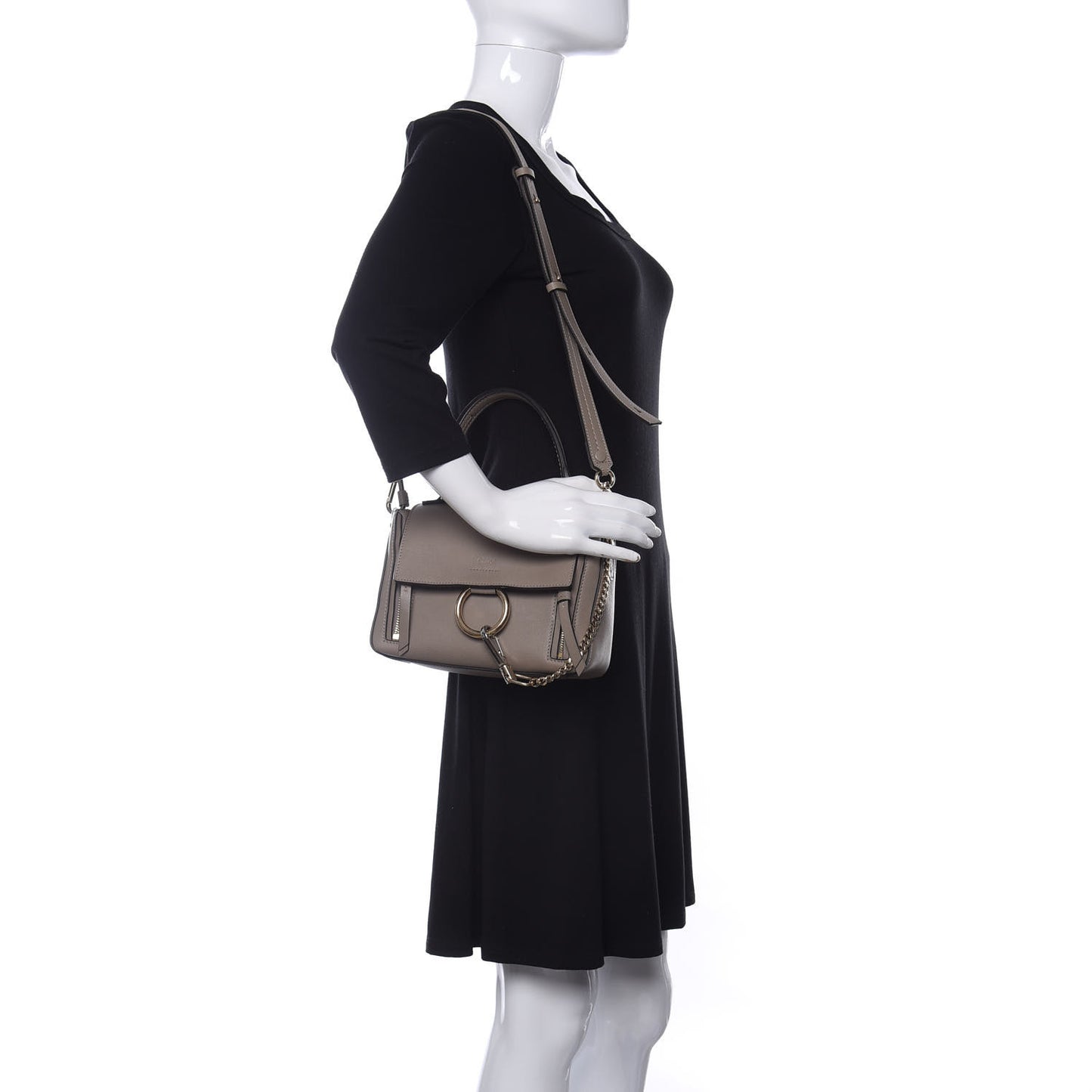 Calfskin Mini Faye Day Shoulder Bag Motty Grey