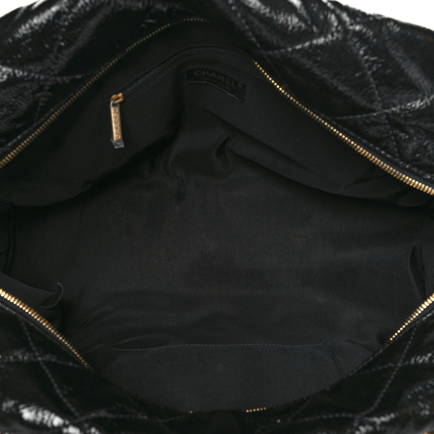 Shiny Aged Calfskin Quilted Medium Bowler Bag Black
