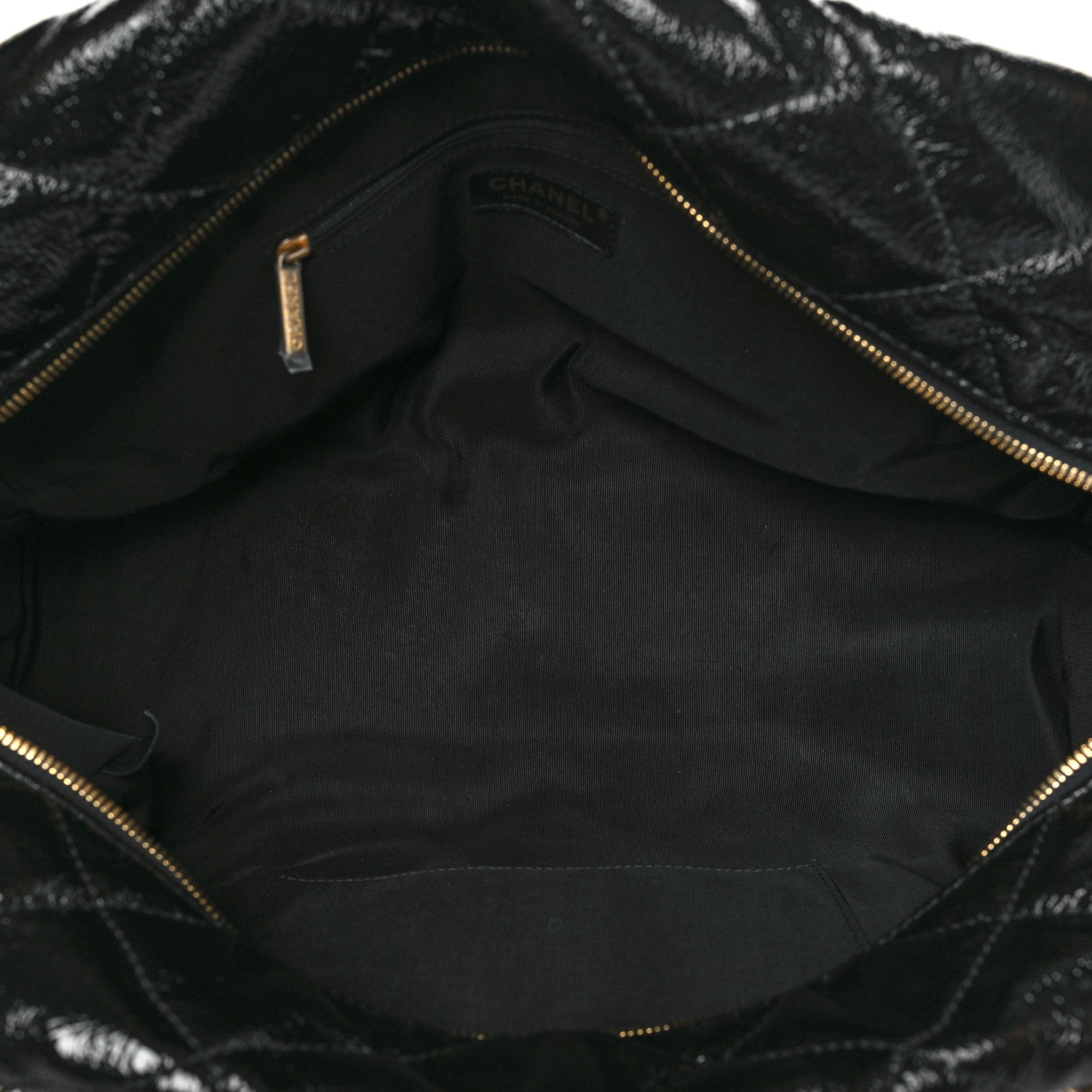 Chanel Shiny Aged Calfskin Quilted Medium Bowler Bag Black 5 of 10