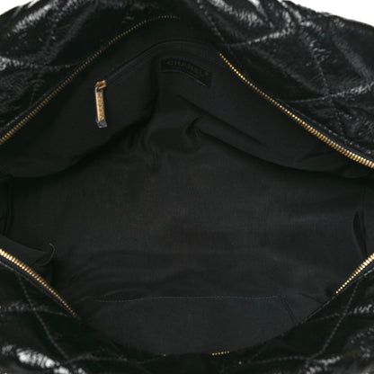 Chanel Shiny Aged Calfskin Quilted Medium Bowler Bag Black 5 of 10