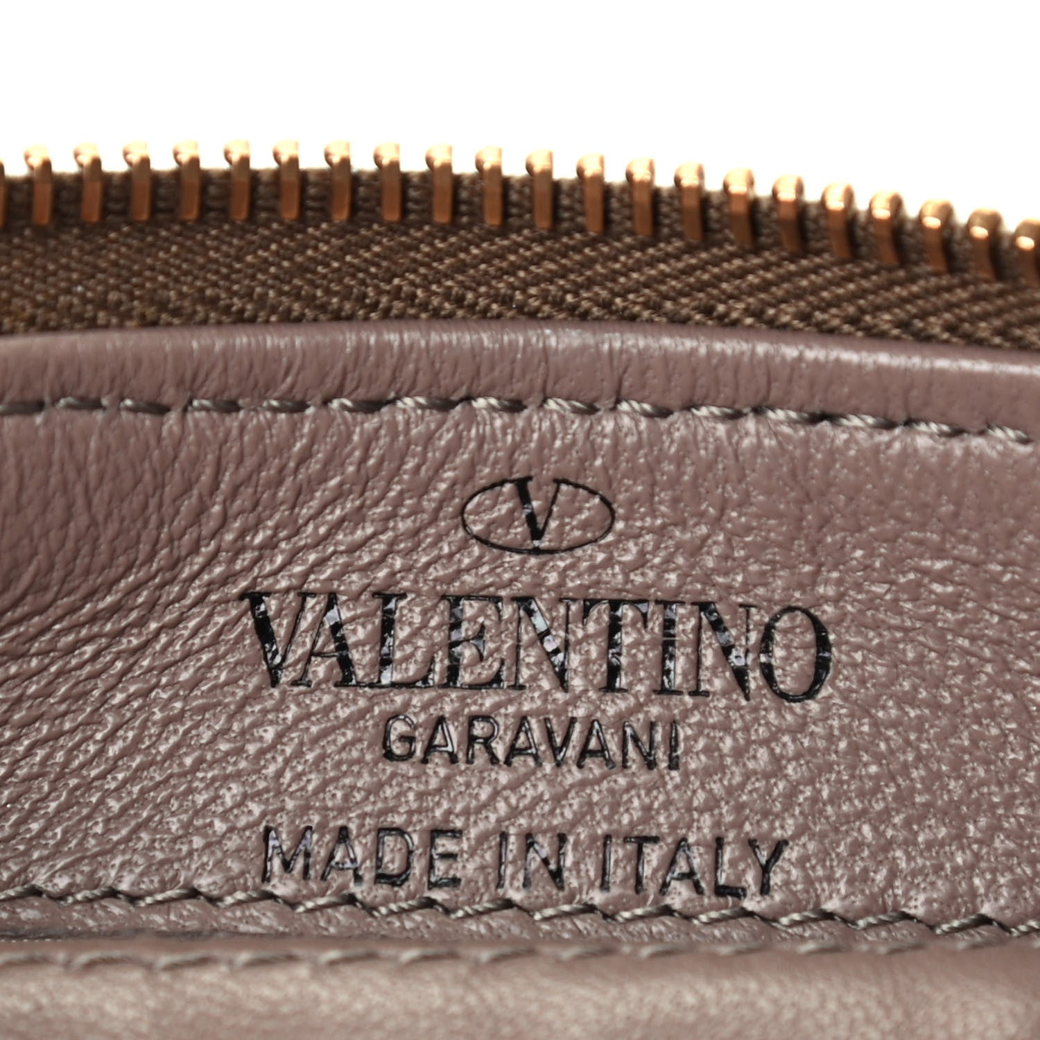 Valentino Garavani Pebbled Calfskin Rockstud Coin Case Card Holder Sasso 7 of 8