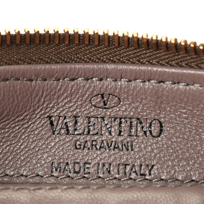 Valentino Garavani Pebbled Calfskin Rockstud Coin Case Card Holder Sasso 7 of 8