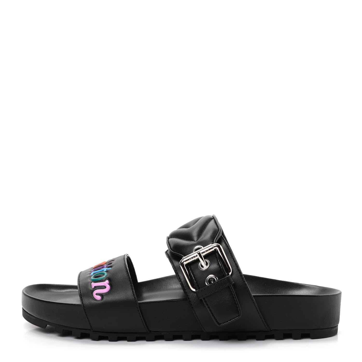 Louis Vuitton Calfskin New Wave Bom Dia Mule Sandals 38 Black 1 of 10