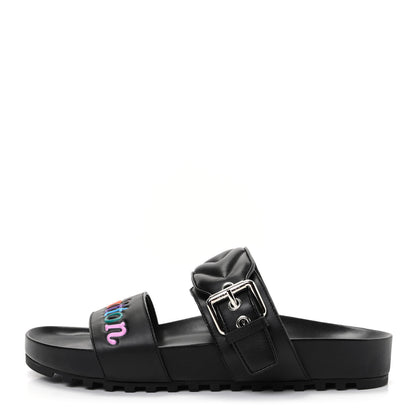 Louis Vuitton Calfskin New Wave Bom Dia Mule Sandals 38 Black 1 of 10