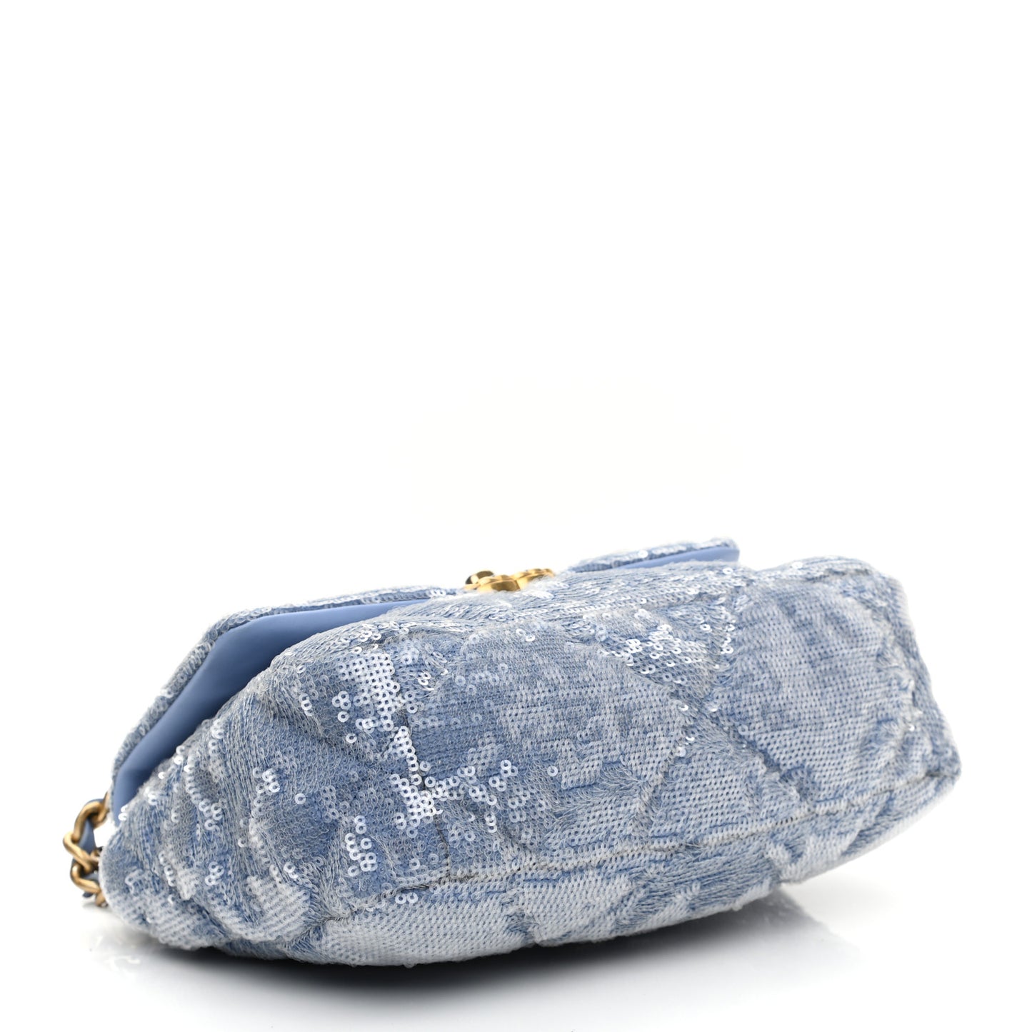 Sequin Quilted Medium Chanel 19 Flap Light Blue