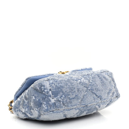 Chanel Sequin Quilted Medium Chanel 19 Flap Light Blue 4 of 11