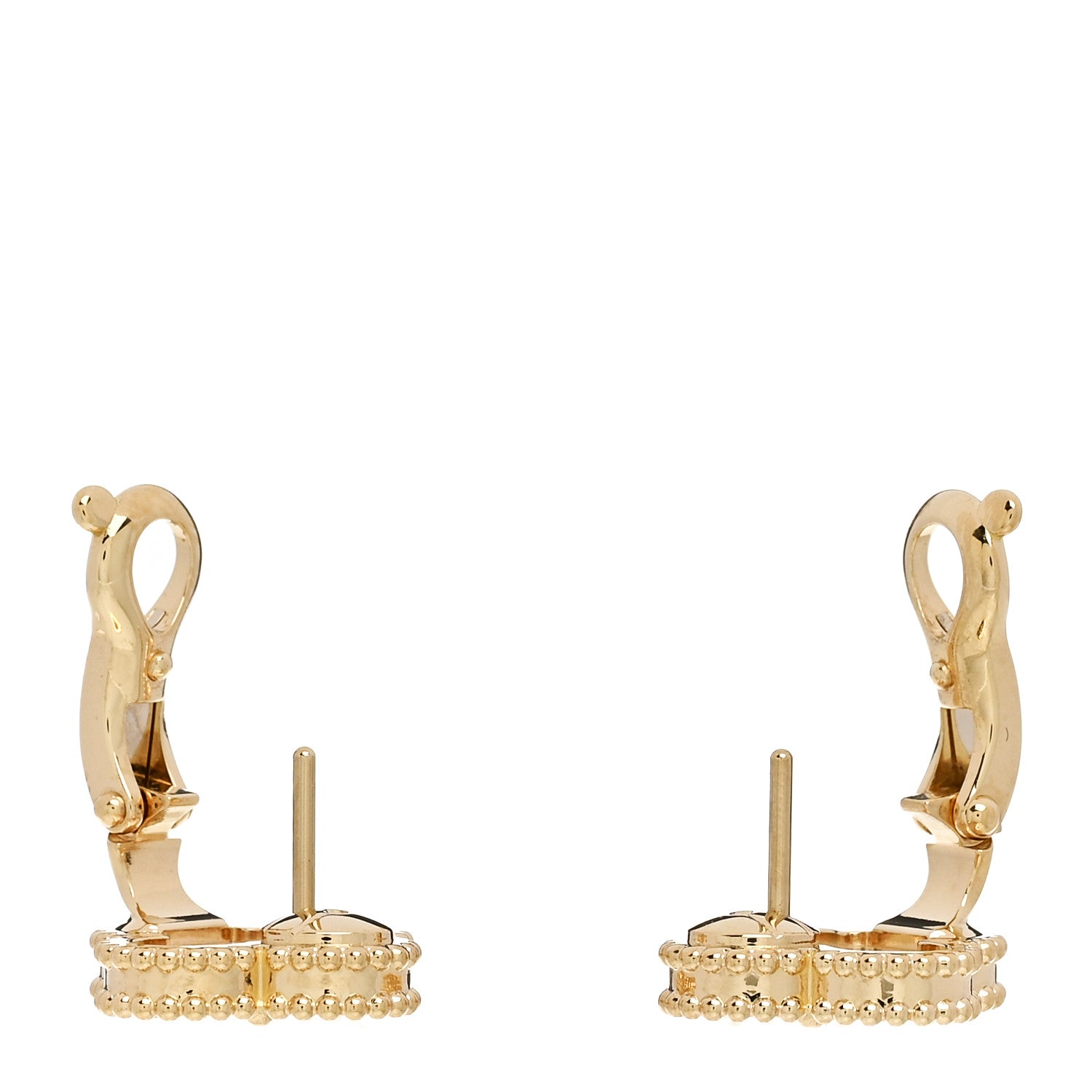 Van Cleef & Arpels 18K Yellow Gold Mother of Pearl Vintage Alhambra Earrings 3 of 5