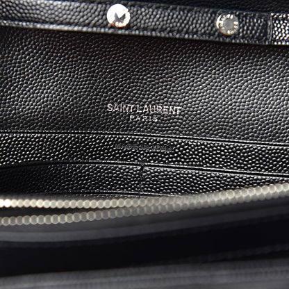 Saint Laurent Grain De Poudre Matelasse Chevron Monogram Chain Wallet Black 5 of 11