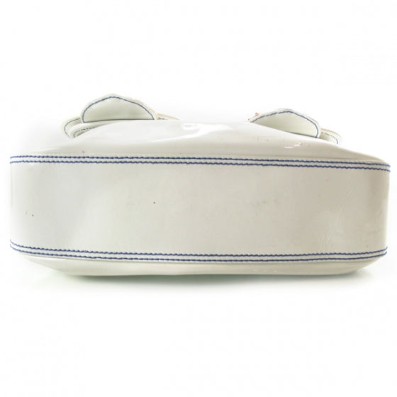 Patent Beaded B Bag White