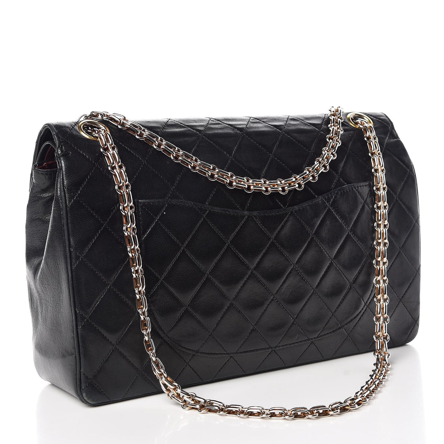Lambskin Quilted Medium Double Flap Bijoux Chain Black