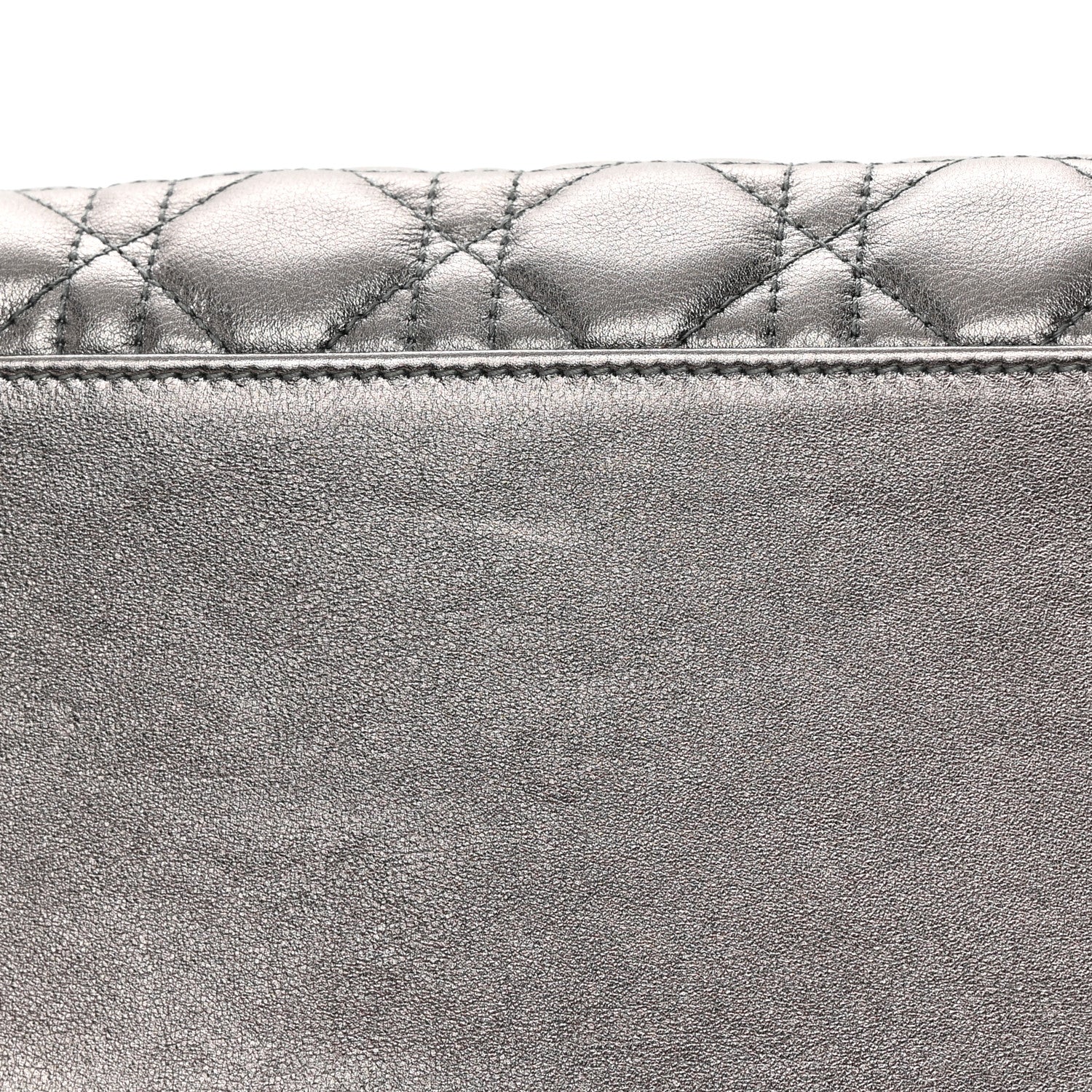 Christian Dior Metallic Calfskin Cannage Medium Lady Dior Gunmetal Grey 12 of 13