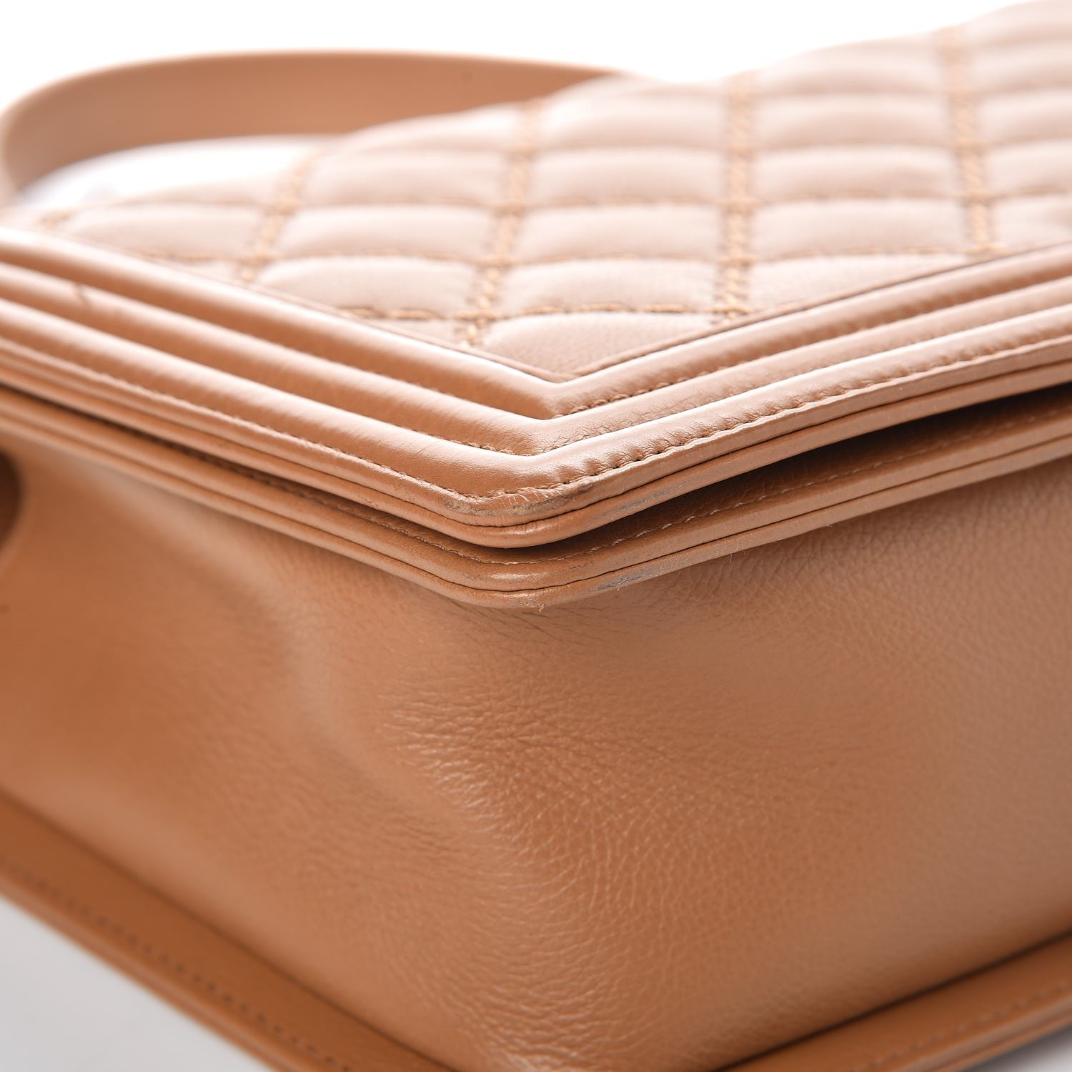 Chanel Calfskin Quilted Double Stitch New Medium Boy Flap Camel 8 of 12