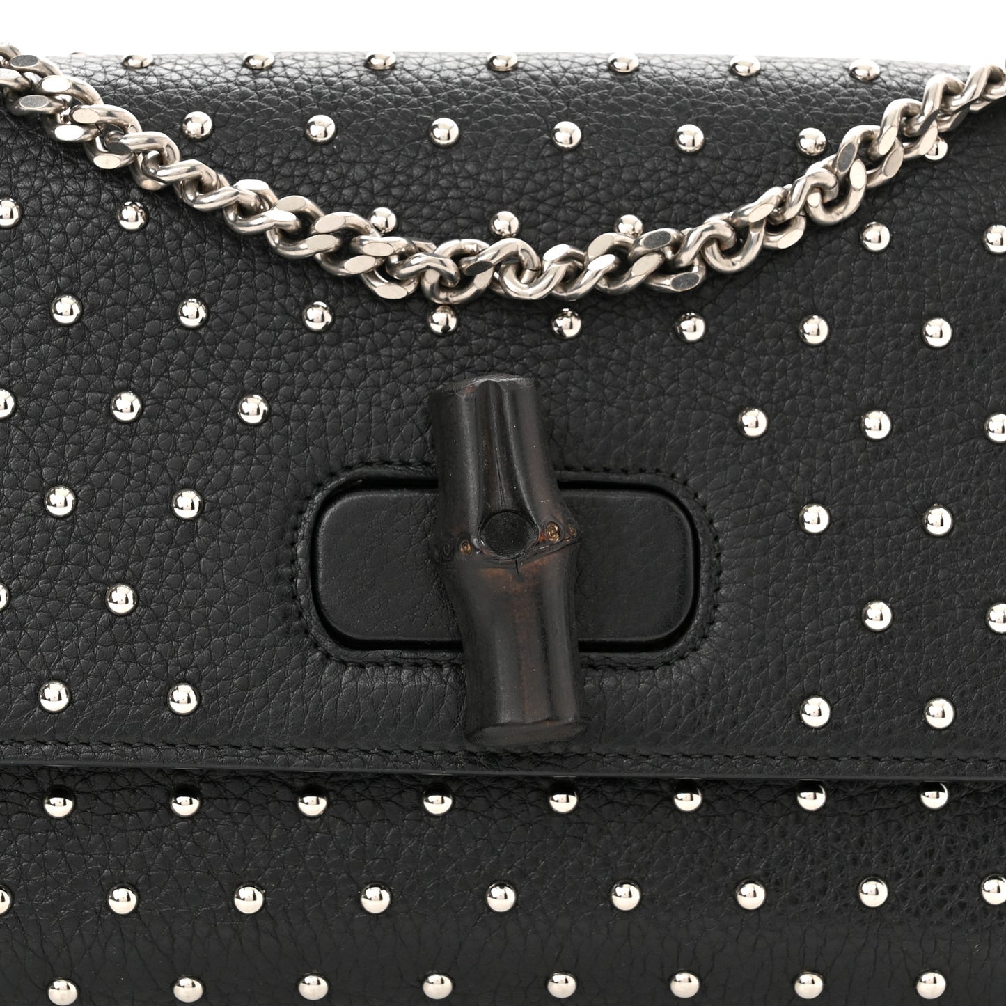 Calfskin Studded Medium Miss Bamboo Shoulder Bag Black