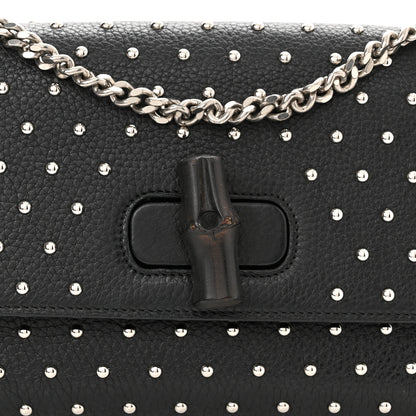 Gucci Calfskin Studded Medium Miss Bamboo Shoulder Bag Black 7 of 9