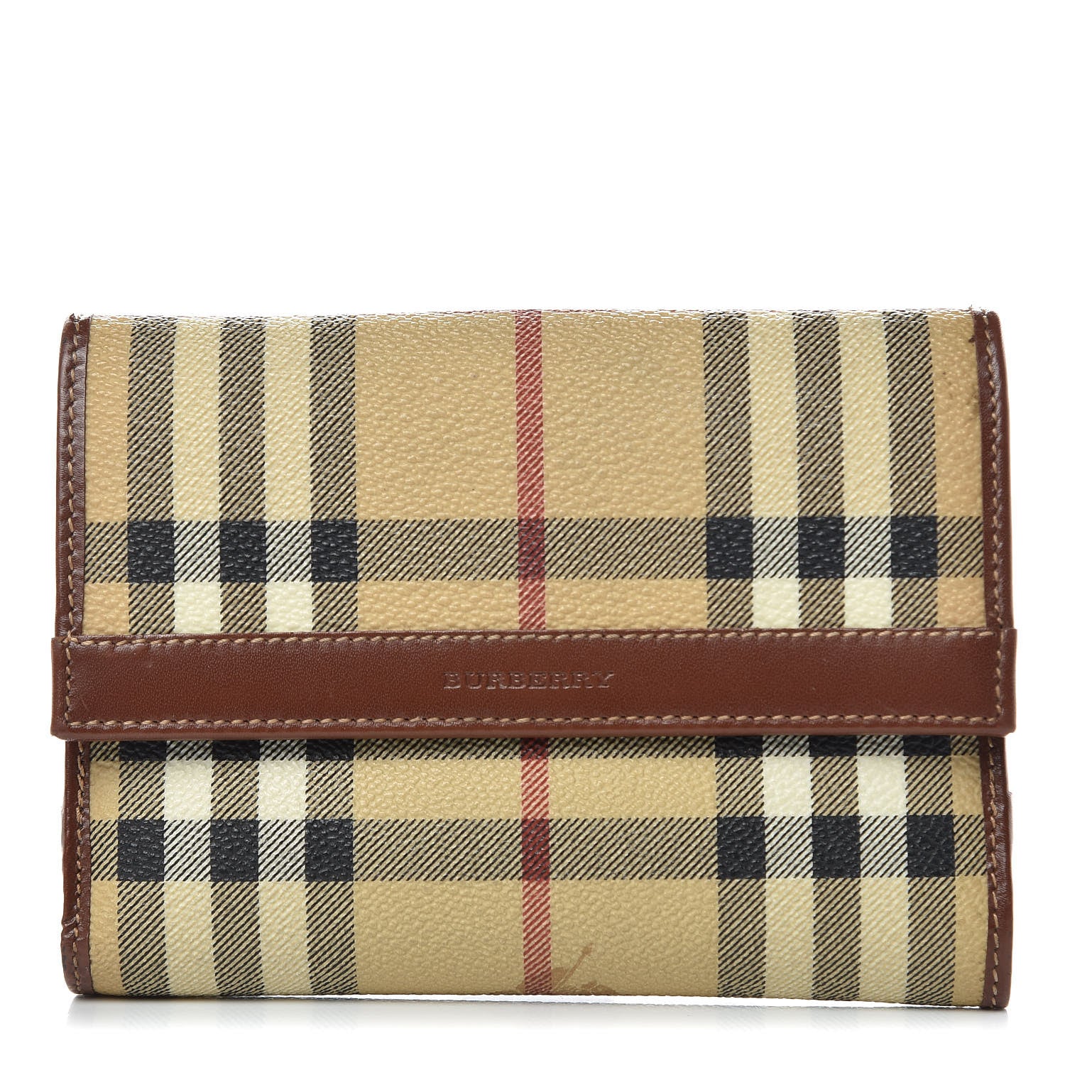 Burberry Haymarket Check Compact Wallet Brown 1 of 8
