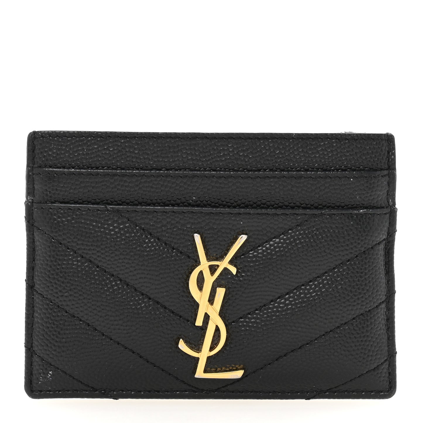 Grain De Poudre Matelasse Chevron Monogram Credit Card Case Black