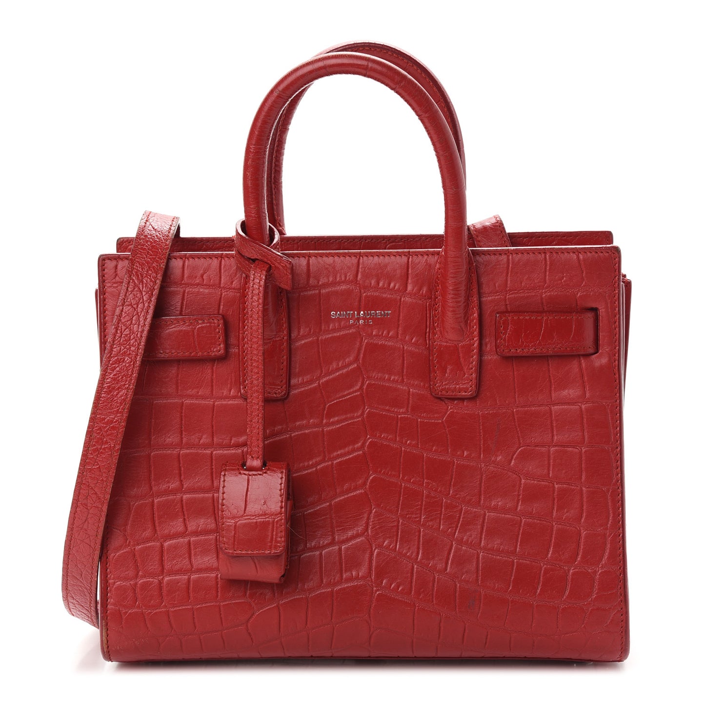 Calfskin Crocodile Embossed Nano Sac De Jour Red