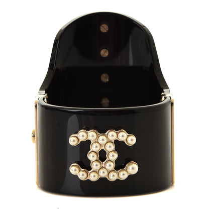 Chanel Resin Pearl CC Cuff Black 1 of 3
