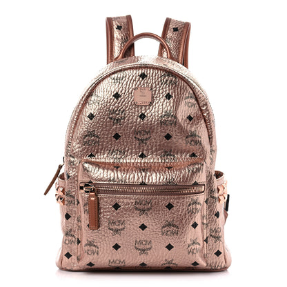 MCM Metallic Visetos Side Stud Mini Stark Backpack Champagne Gold 1 of 11