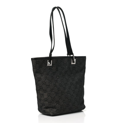 Gucci Denim Monogram Small Bucket Tote Black 3 of 10