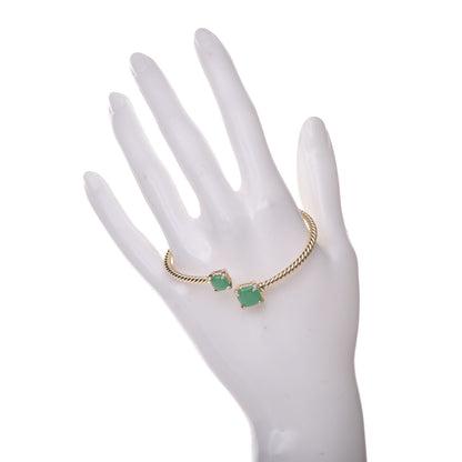 David Yurman 18K Yellow Gold Diamond Chrysoprase Chatelaine Bypass Bracelet 2 of 5