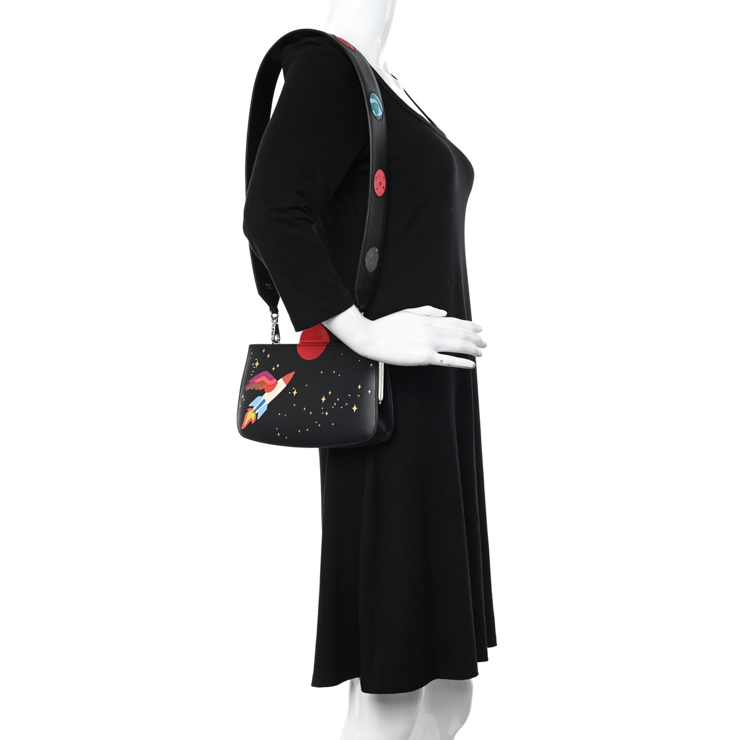 Veau Monsieur Lizard Ostrich Spaceship Sac A Malice Black Multicolor
